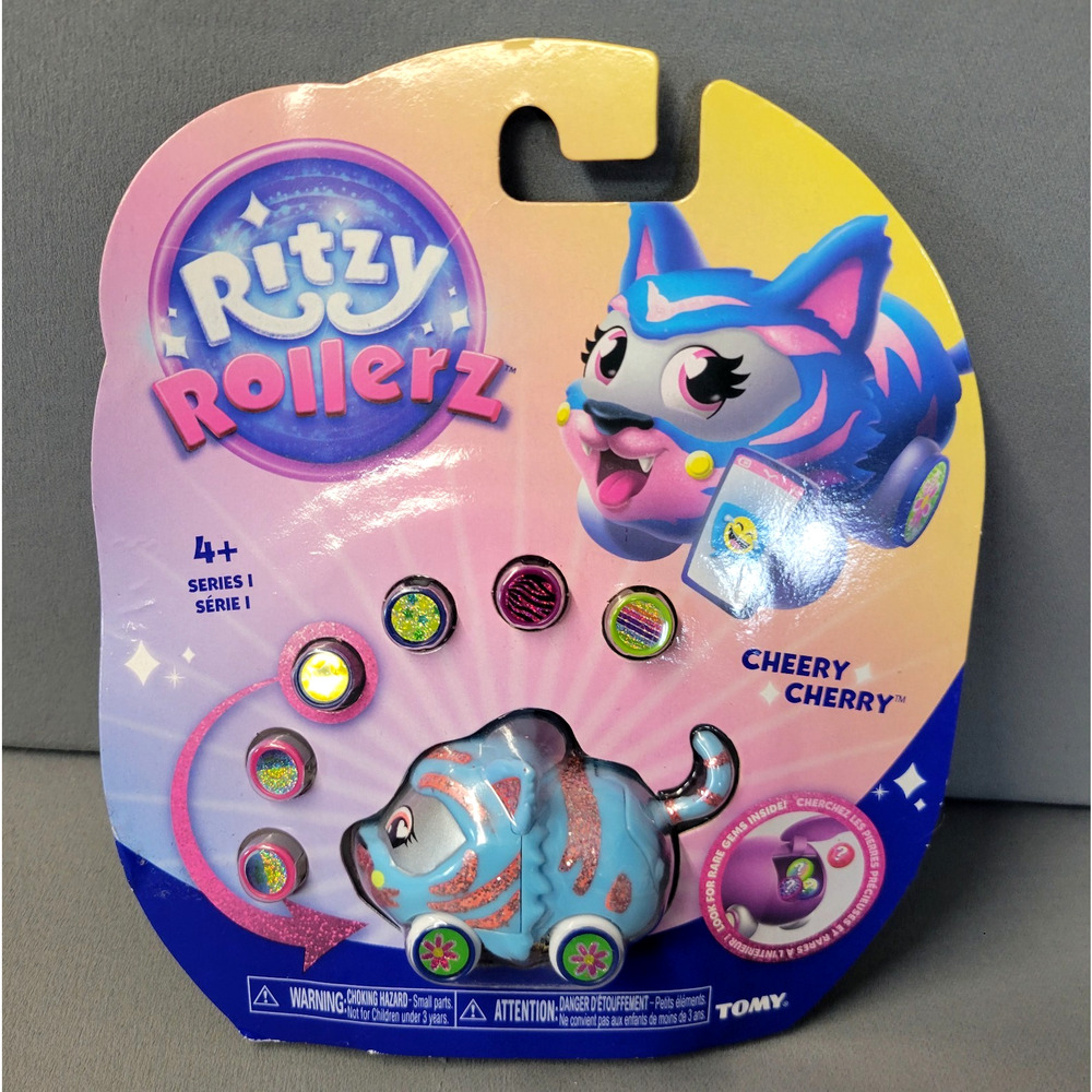 TOMY Rollerz Cheery Cherry Blue‎ Cat Toy Figure Sealed Card Series 1 Collectible